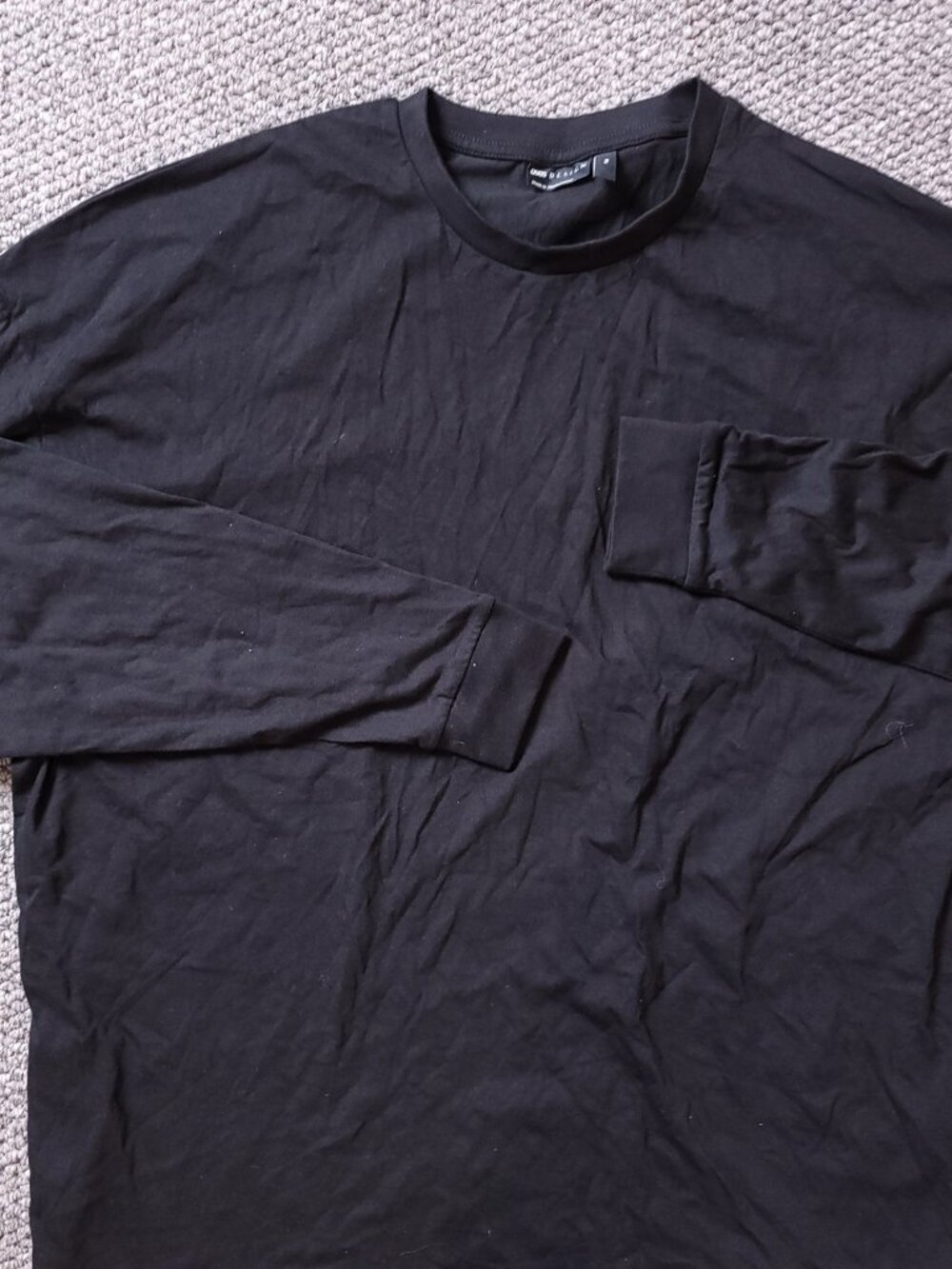 ASOS Design Shirt Mens M Medium Boxy Long Sleeve Cotton Stretch Black